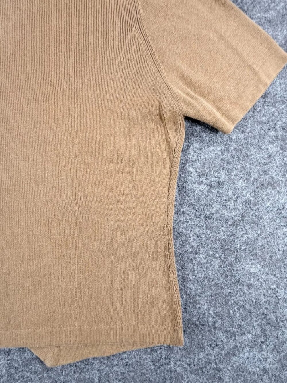 Vintage Sag Harbor Sweater Womens S Brown Tan V-Neck Short Sleeve Button Detail - Picture 10 of 16